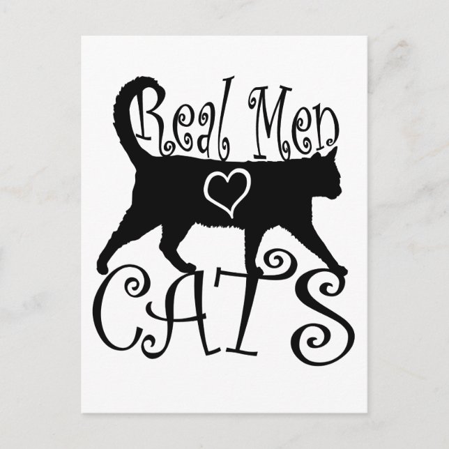 Real Men Love Cats in Stylish Design Postcard (Front)