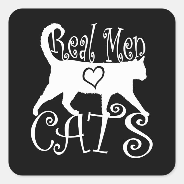 Real Men Love Cats Jazzy Style Square Sticker (Front)