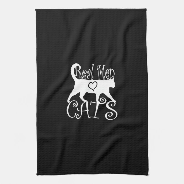 Real Men Love Cats Logotype Tea Towel (Vertical)