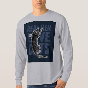 Real Men Love Cats on blue steel T-Shirt