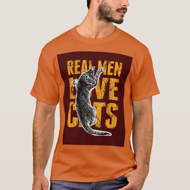 Real Men Love Cats on burgundy red T-Shirt (Front)