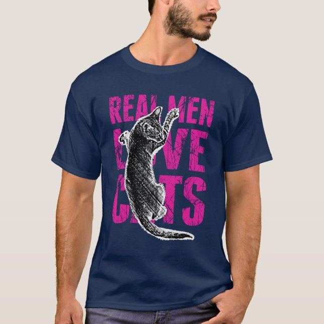 Real Men Love Cats Scratchy Style T-Shirt (Front)