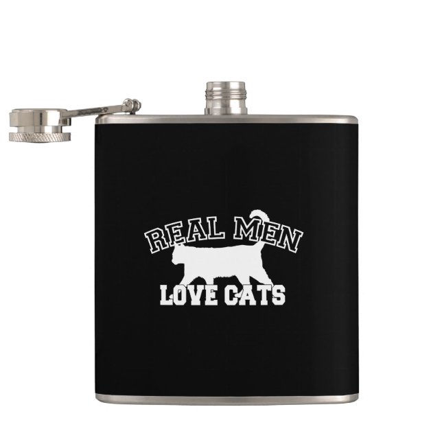 Real Men Love Cats This one is white Hip Flask (Opened)