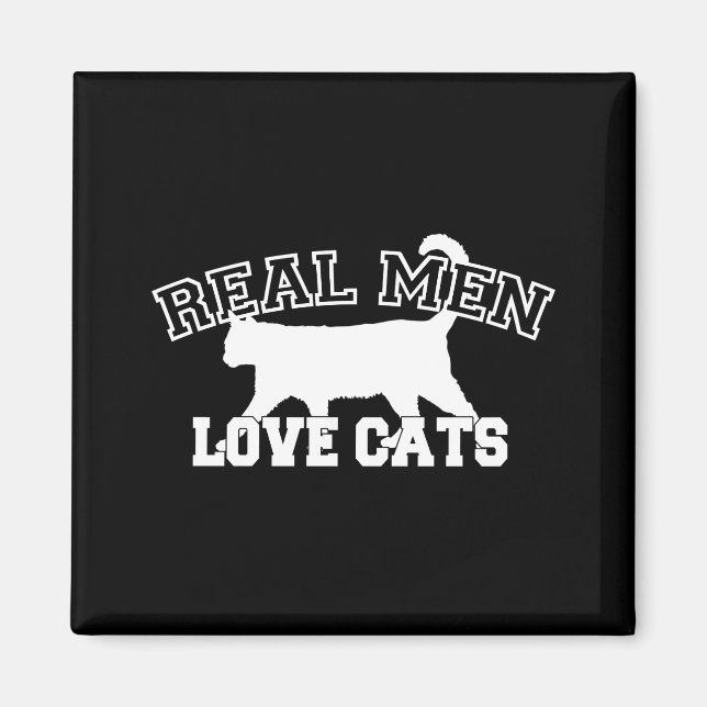 Real Men Love Cats White Silhouette Magnet (Front)