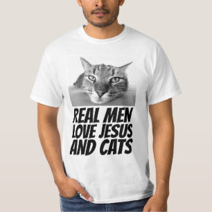 REAL MEN LOVE JESUS & CATS CHRISTIAN CAT T-SHIRTS