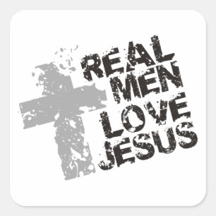 Real Men Love Jesus Square Sticker