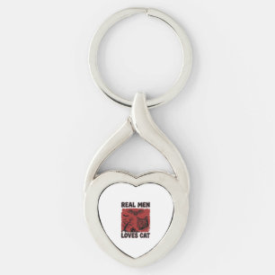Real Men Loves Cat Halloween Vintage Cat Shirt Des Key Ring