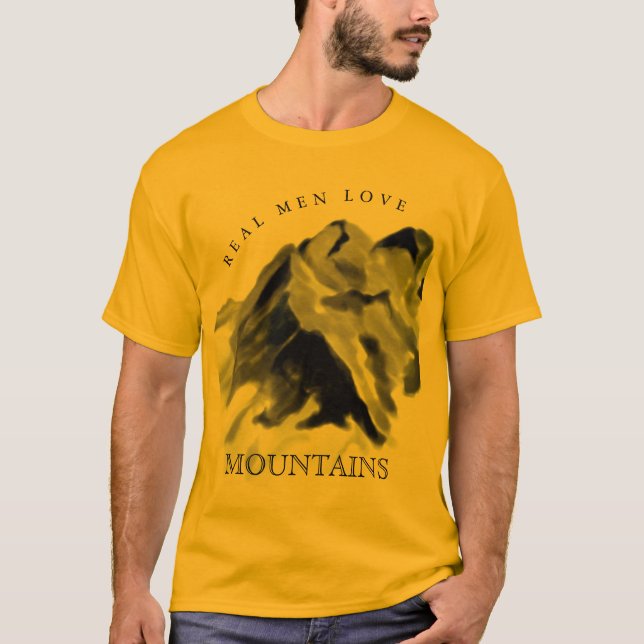 Real Men Loves Rocky Mountains Gold T-Shirt (Front)