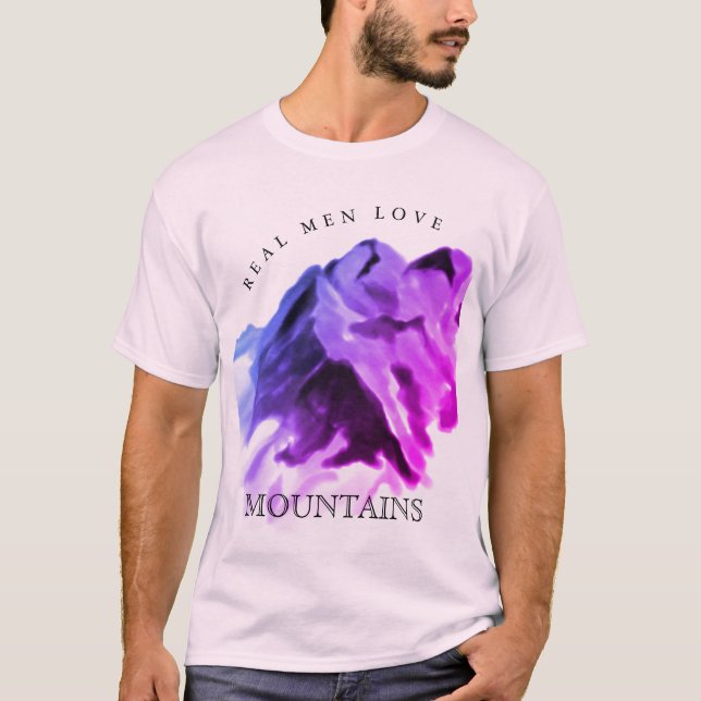 Real Men Loves Rocky Ombre Mountains T-Shirt (Front)