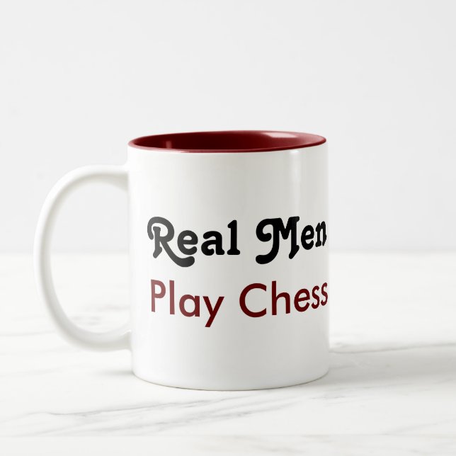 Real men play chess Two-Tone coffee mug (Left)