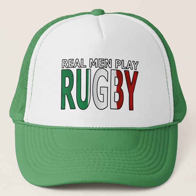 Real Men Play Rugby Italy Trucker Hat (Front)