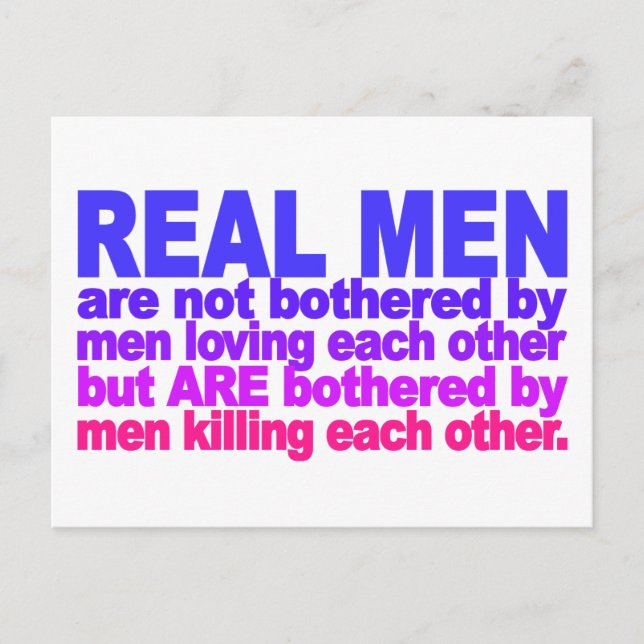 Real Men postcard (Front)