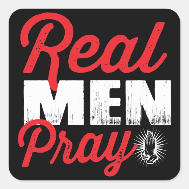 Real Men Pray Square Sticker (Front)