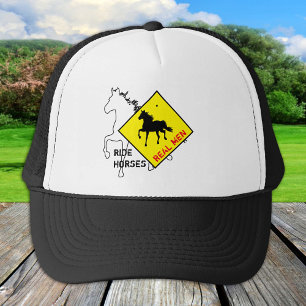 Real Men Ride Horses & Black Horse Party / Rodeo  Trucker Hat