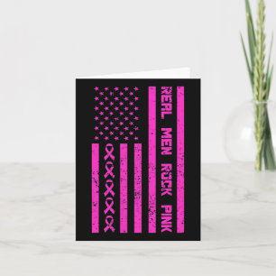 Real Men Rock Pink Ribbon Breast Cancer Awareness  Card