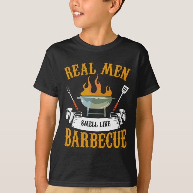 Real Men Smell Like Byrbecue Bbq Grilling Grill Co T-Shirt (Front)
