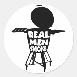 REAL MEN SMOKE CLASSIC ROUND STICKER