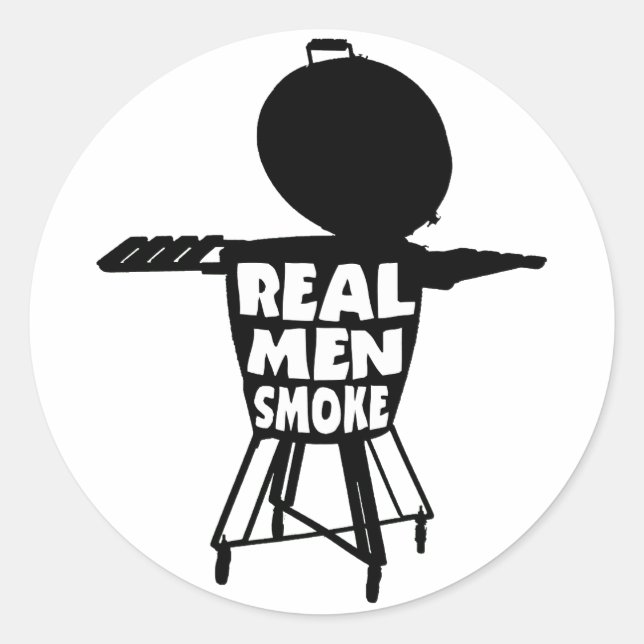 REAL MEN SMOKE CLASSIC ROUND STICKER (Front)