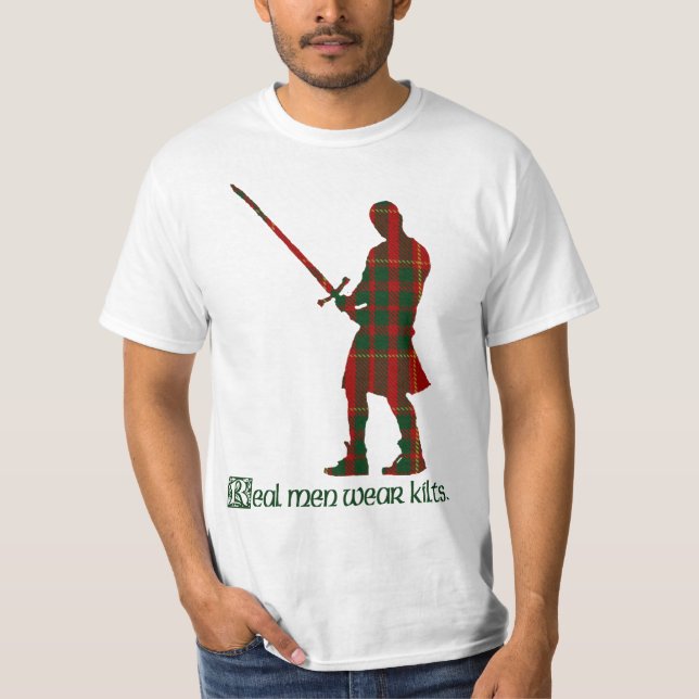 Real Men Wear Kilts Clan Cameron Scottish Tartan T-Shirt (Front)