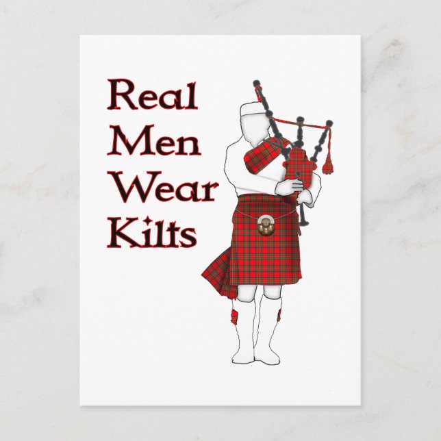 Real Men Wear Kilts Funny Scottish Postcard (Front)