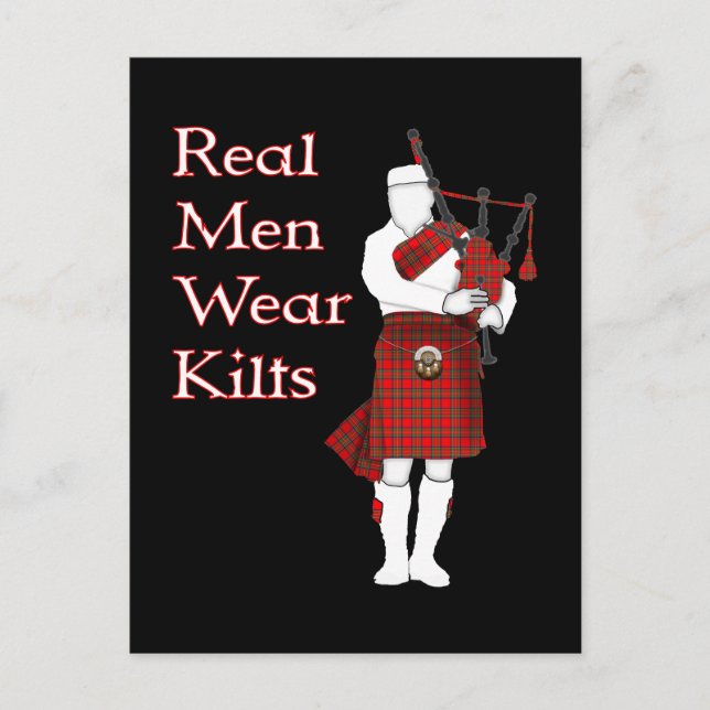 Real Men Wear Kilts Funny Scottish Postcard (Front)