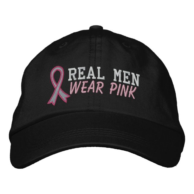 Real Men Wear Pink - Breast Cancer Embroidered Hat (Front)