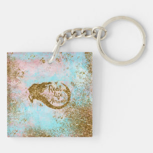 Real Mermaid Life- Glitter Gold Mermaid Key Ring