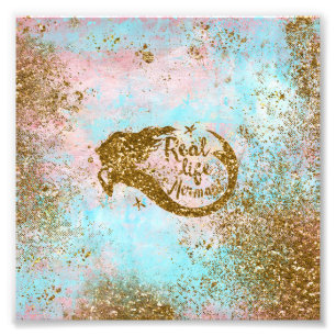Real Mermaid Life- Glitter Gold Mermaid Photo Print