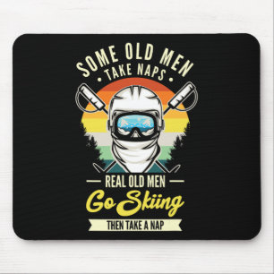 Real Old Men Go Skiing Funny Ski Lovers Retro Mouse Pad