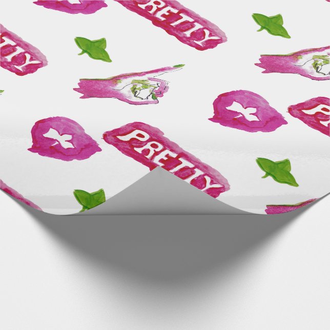 Real Pretty Pink and Green Wrapping Paper (Corner)