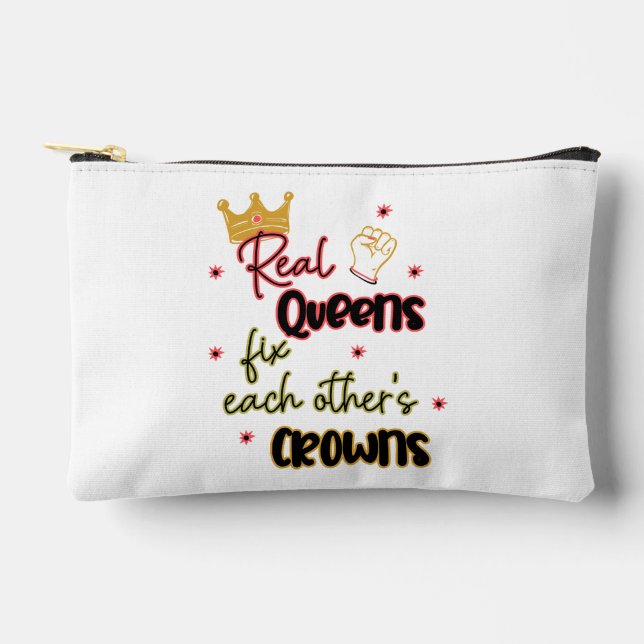 Real Queens Fix Each Other's Crowns Accessory Pouch (Front)