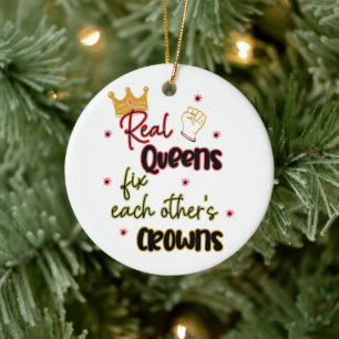 Real Queens Fix Each Other's Crowns Ceramic Tree Decoration