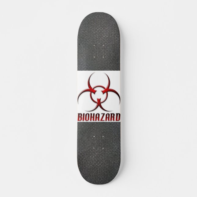 Real RAW Carbon Fibre Textured Biohazard Symbol Skateboard (Front)