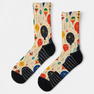 Real retro lovely ornament pattern Beige Orange Socks