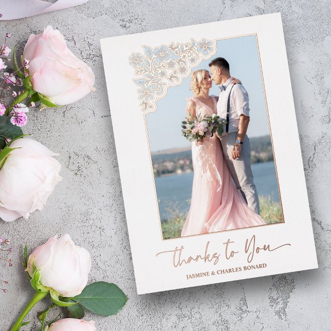 Real Rose Gold Floral Frame 2 Photos Thanks Quote  (Creator Uploaded)