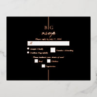 Real Rose Gold Foil Black Monogram Wedding RSVP