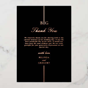 Real Rose Gold Foil Black Wedding Thank You