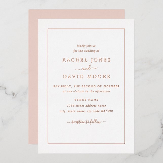 REAL ROSE GOLD FOIL Blush Pink Wedding  (Front/Back)