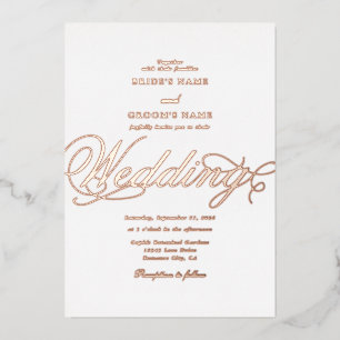 Real Rose Gold Foil Classy Luxury White Wedding