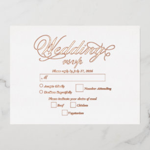 Real Rose Gold Foil Elegant Luxury Wedding RSVP Invitation Postcard