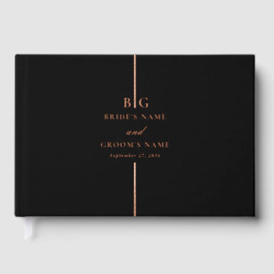 Real Rose Gold Foil Minimal Monogram Wedding Guest Book