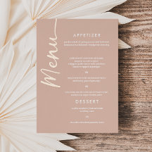 Real Rose Gold Foil Modern Font Wedding Menu Card
