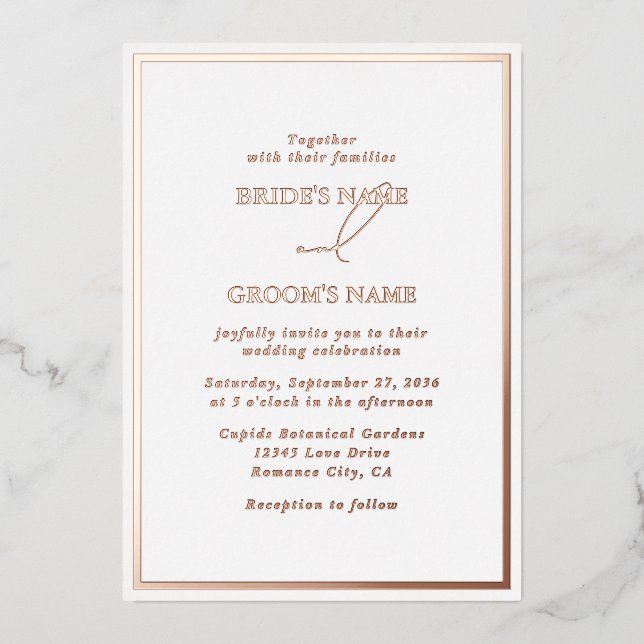 Real Rose Gold Foil Modern White Wedding (Front)