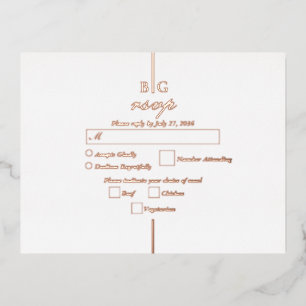 Real Rose Gold Foil Monogram Wedding RSVP Invitation Postcard