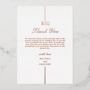 Real Rose Gold Foil Monogram Wedding Thank You