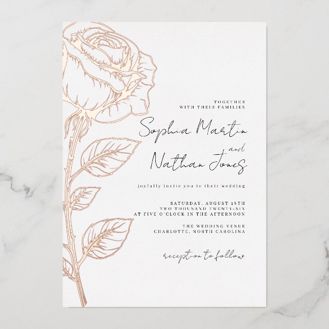 Real Rose Gold Foil Rose Wedding  (Front)