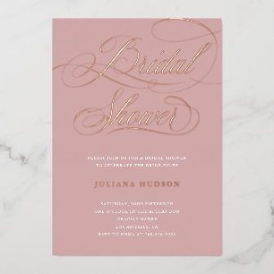 Real Rose Gold Foil Script Bridal Shower Invite
