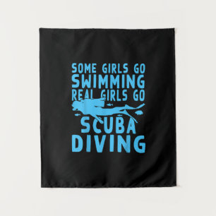 Real Scuba Diving Girls Some Go Swimming Design Tapestry