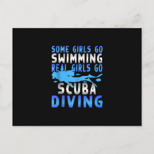 Real Scuba Diving Girls Some Go Swimming Funny Announcement Postcard