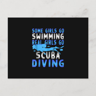 Real Scuba Diving Girls Some Go Swimming Funny Announcement Postcard